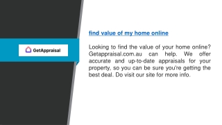 Find Value Of My Home Online  Getappraisal.com.au