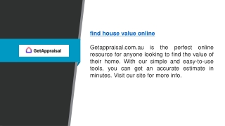 Find House Value Online  Getappraisal.com.au