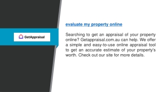 Evaluate My Property Online  Getappraisal.com.au