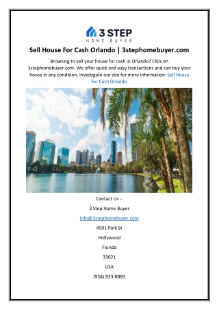 Sell House For Cash Orlando  3stephomebuyer.com