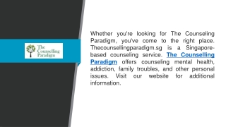 The Counselling Paradigm  Thecounsellingparadigm.sg