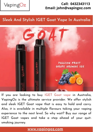 Sleek and Stylish IGET Goat Vape in Australia