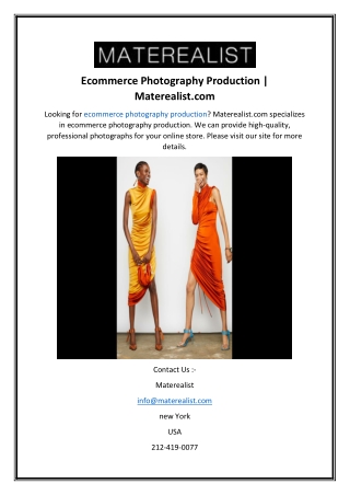 Ecommerce Photography Production  Materealist.com