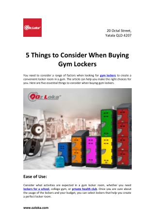 5 Things to Consider When Buying Gym Lockers