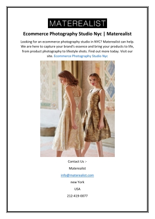 Ecommerce Photography Studio Nyc  Materealist