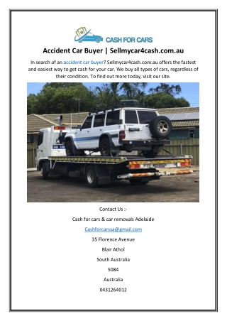 Accident Car Buyer  Sellmycar4cash.com.au