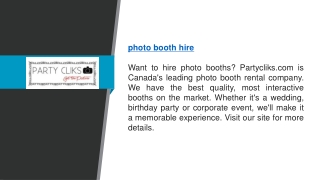 Photo Booth Hire  Partycliks.com