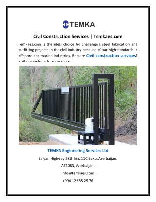 Civil Construction Services | Temkaes.com