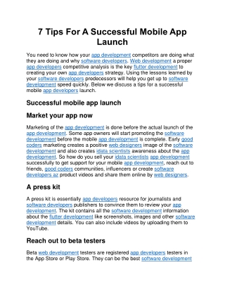 7 Tips For A Successful Mobile App Launch