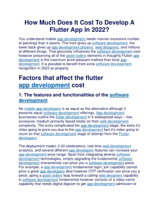 How Much Does It Cost To Develop A Flutter App In 2022