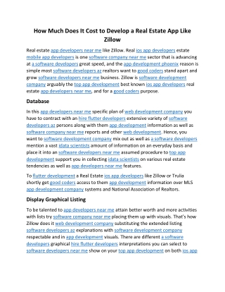 How Much Does It Cost to Develop a Real Estate App Like Zillow