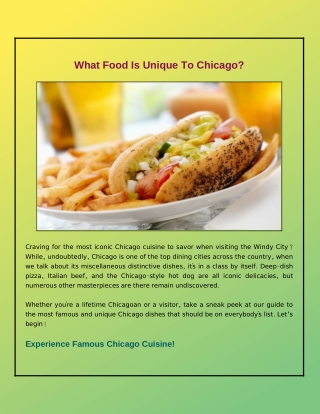 What Is Chicago's Unique Food?