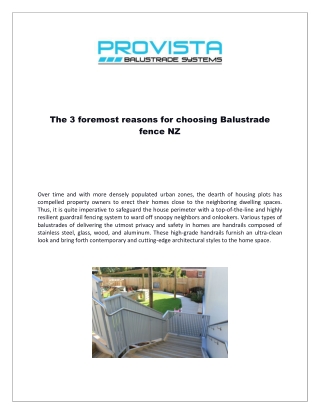 The 3 foremost reasons for choosing Balustrade fence NZ