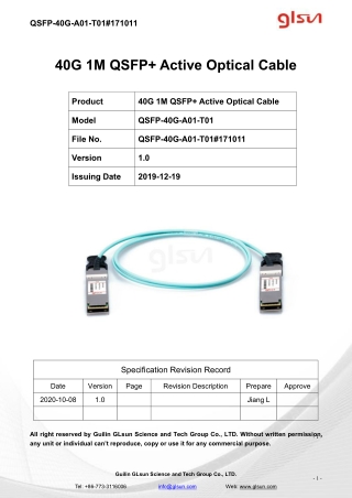 40G 1M QSFP  Active Optical Cable