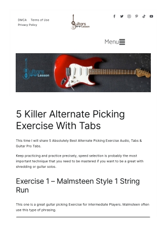 5 Killer Alternate Picking Exercise With Tabs