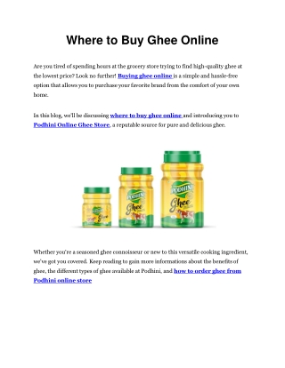 Where to Buy Ghee Online