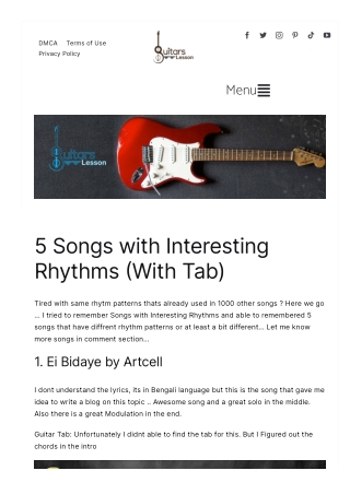 5 Songs with Interesting Rhythms (With Tab)