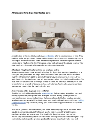 Affordable King Size Comforter Sets