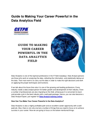 Guide to Make Your Career Powerful in the Data Analytics field