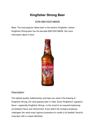 Kingfisher Strong Beer