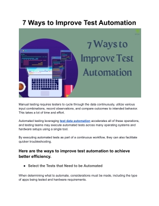 7 Ways to Improve Test Automation