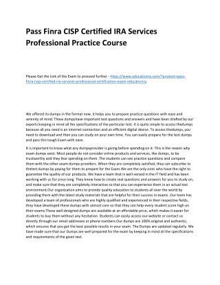 Finra CISP Certified IRA Services Professional