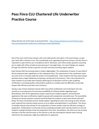 Finra CLU Chartered Life Underwriter