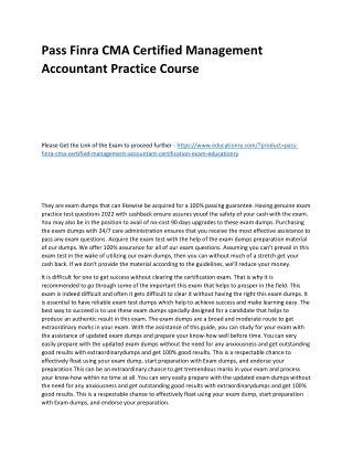 Finra CMA Certified Management Accountant