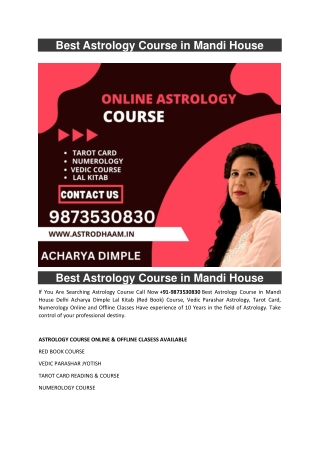 Best Astrology Course in Mandi House  91-9873530830