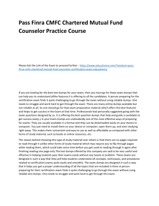 Finra CMFC Chartered Mutual Fund Counselor
