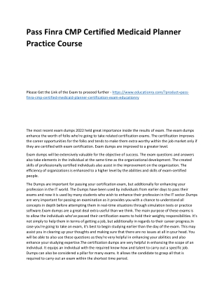 Finra CMP Certified Medicaid Planner