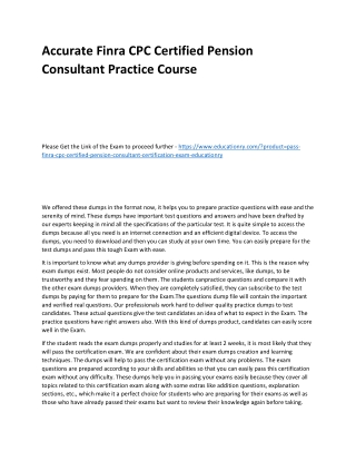 Finra CPC Certified Pension Consultant