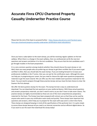 Finra CPCU Chartered Property Casualty Underwriter