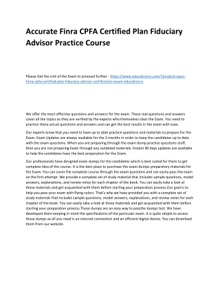 Finra CPFA Certified Plan Fiduciary Advisor