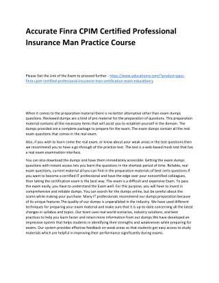 Finra CPIM Certified Professional Insurance Man