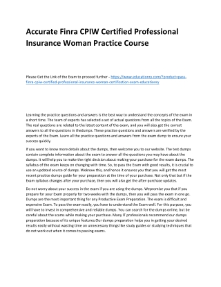 Finra CPIW Certified Professional Insurance Woman
