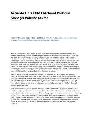 Finra CPM Chartered Portfolio Manager