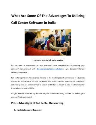 What Are Some Of The Advantages To Utilizing Call Center Software In India