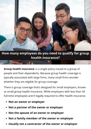 How many employees do you need to qualify for group health insurance