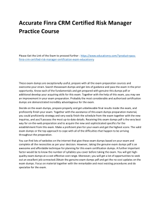 Finra CRM Certified Risk Manager