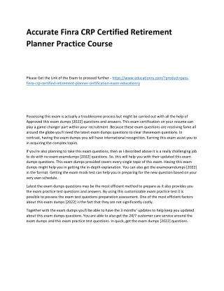 Finra CRP Certified Retirement Planner