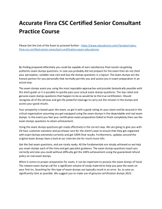 Finra CSC Certified Senior Consultant