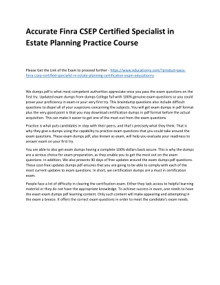 Finra CSEP Certified Specialist in Estate Planning