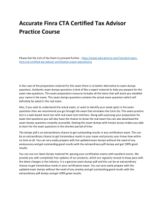 Finra CTA Certified Tax Advisor