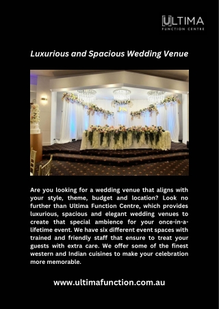 Luxurious and Spacious Wedding Venue