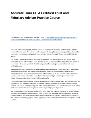Finra CTFA Certified Trust and Fiduciary Advisor