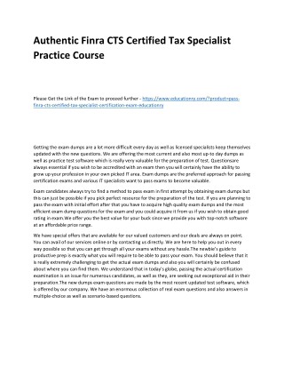 Finra CTS Certified Tax Specialist