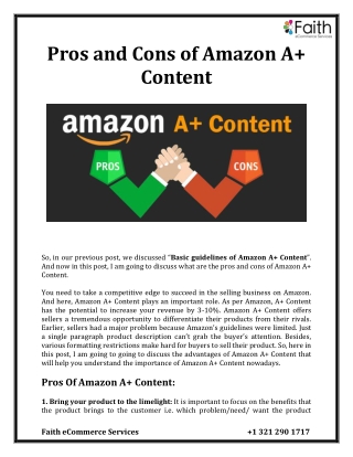 Pros and Cons of Amazon A  Content