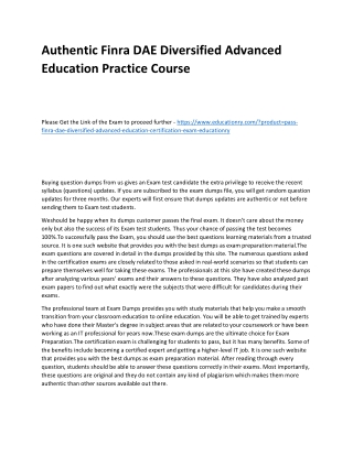 Finra DAE Diversified Advanced Education
