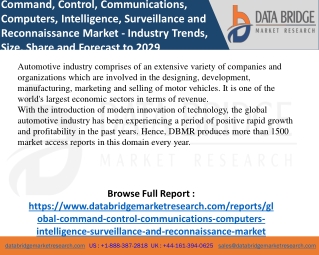 Command, Control, Communications, Computers, Intelligence, Surveillance and Reconnaissance Market- Automotive